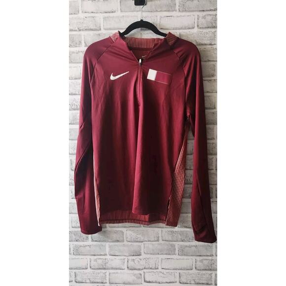 Nike Pro Elite Team Qatar Jacket Red White Track & Field Mens M CI8847-xxx - Picture 1 of 4